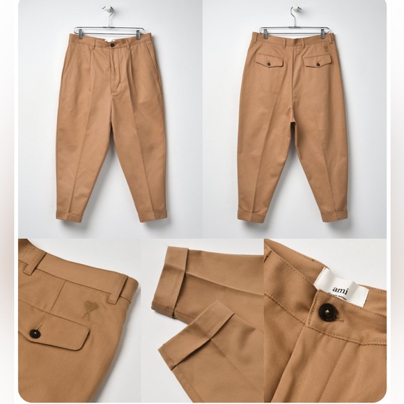 Ami oversized carrot fit trousers in beige - Picture 4 of 10